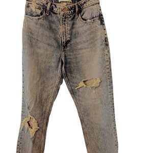 Abercrombie & Fitch Distressed Vintage “The Dad” High Rise Light BaggyJeans